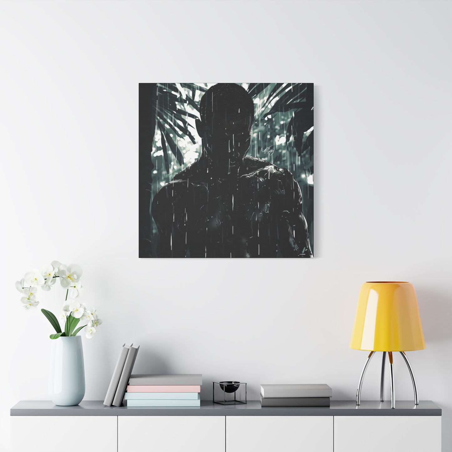 Rainy Days Aren't That Bad Afrocentric Black Man Art Canvas Wall Print
