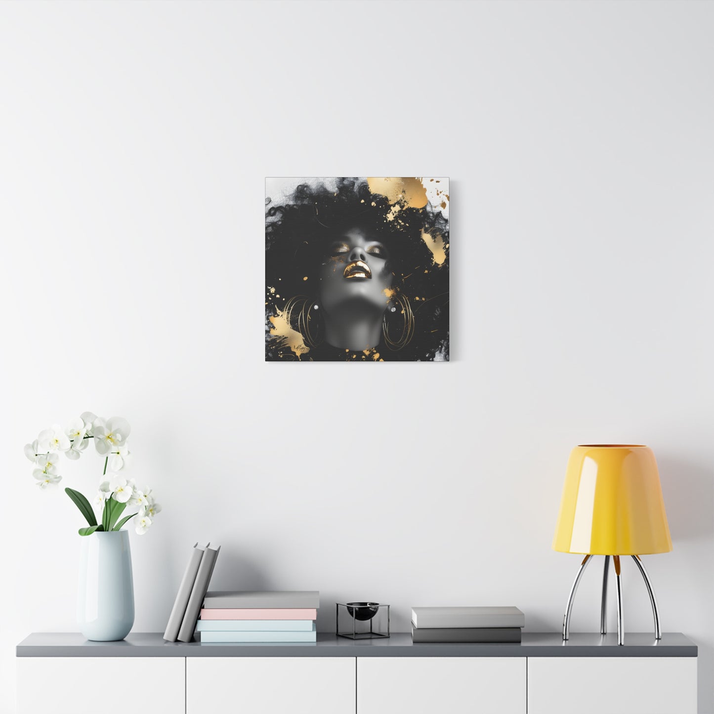 Gold Is My Passion Afrocentric Black Woman Abstract Art Canvas Wall Print