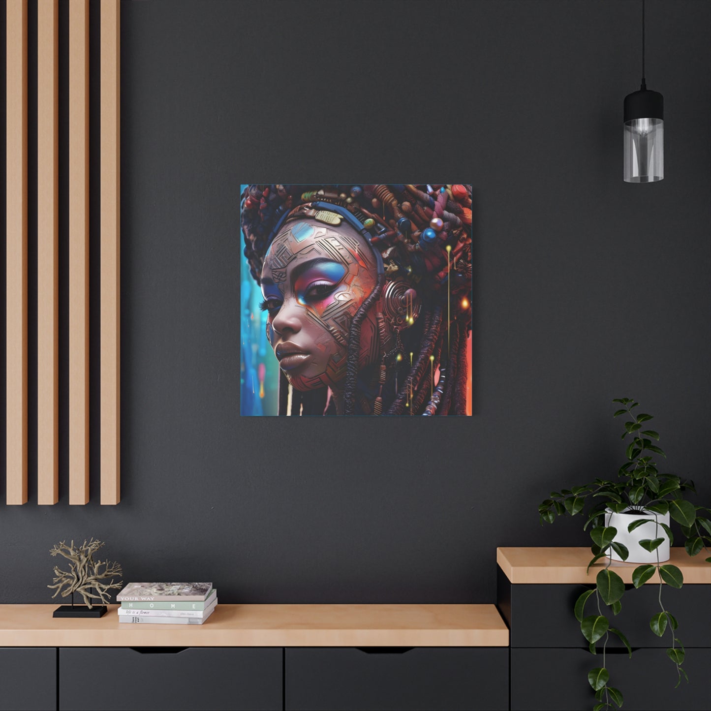 Princess Of The Past and Future Afrocentric Afrofuturism Abstract Black Artwork Canvas Wall Print