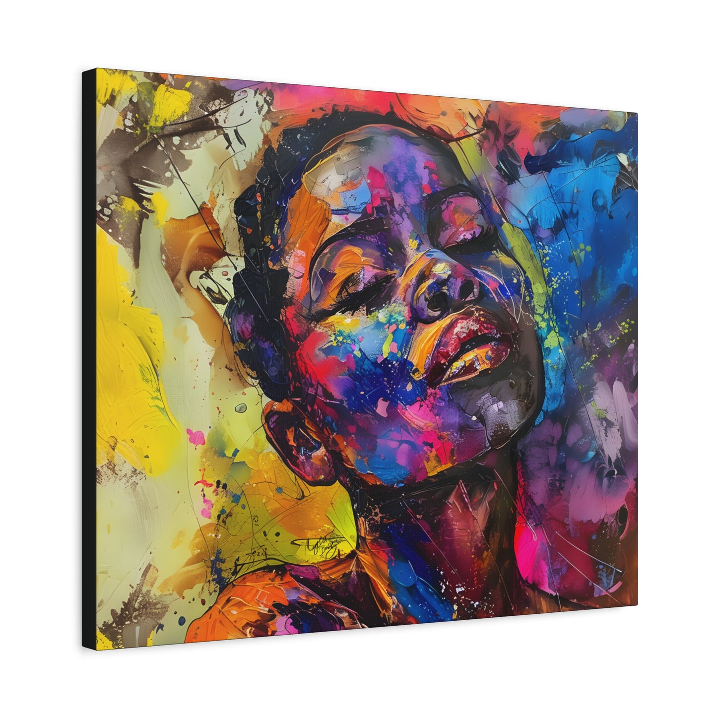 Beautiful and At Peace Afrocentric Black Woman Art Canvas