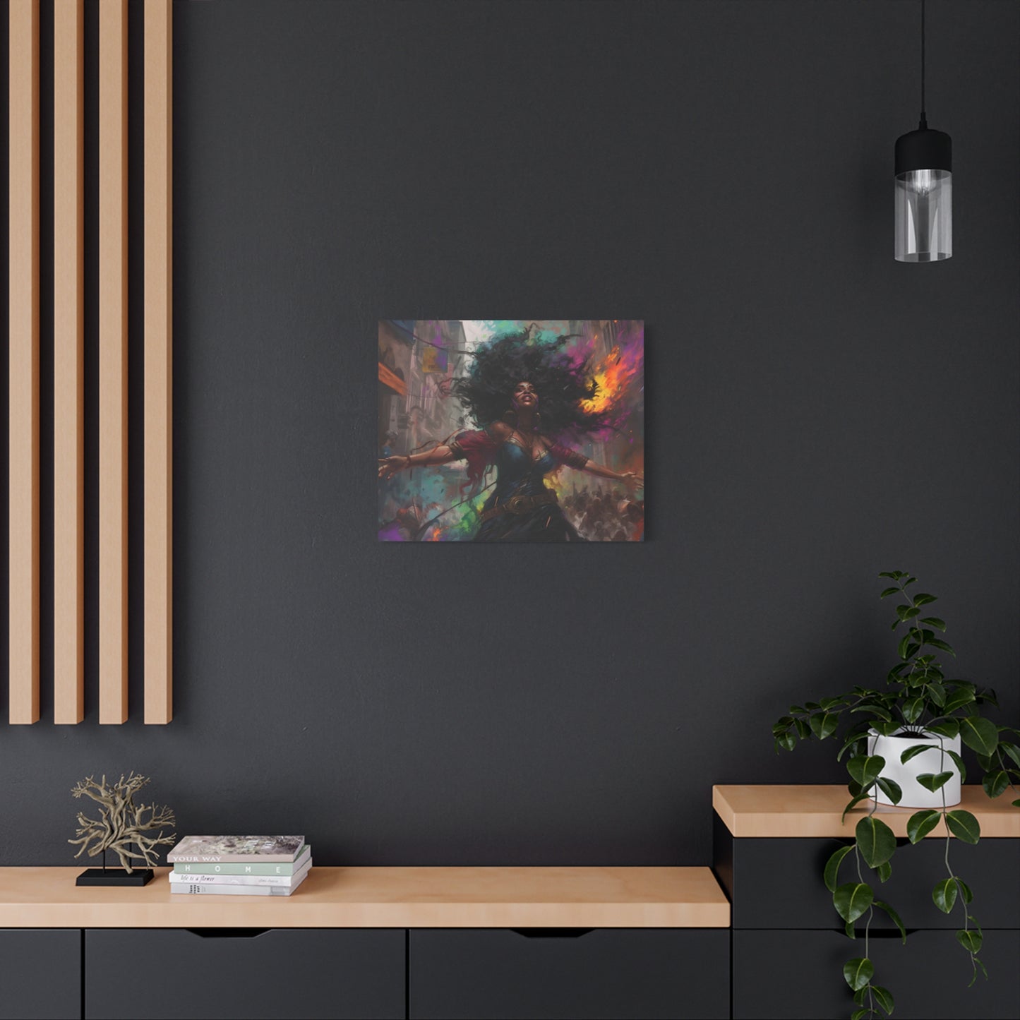 Flee To Freedom Afrocentric Abstract Black Woman Fantasy Alternative History Art Canvas Wall Print