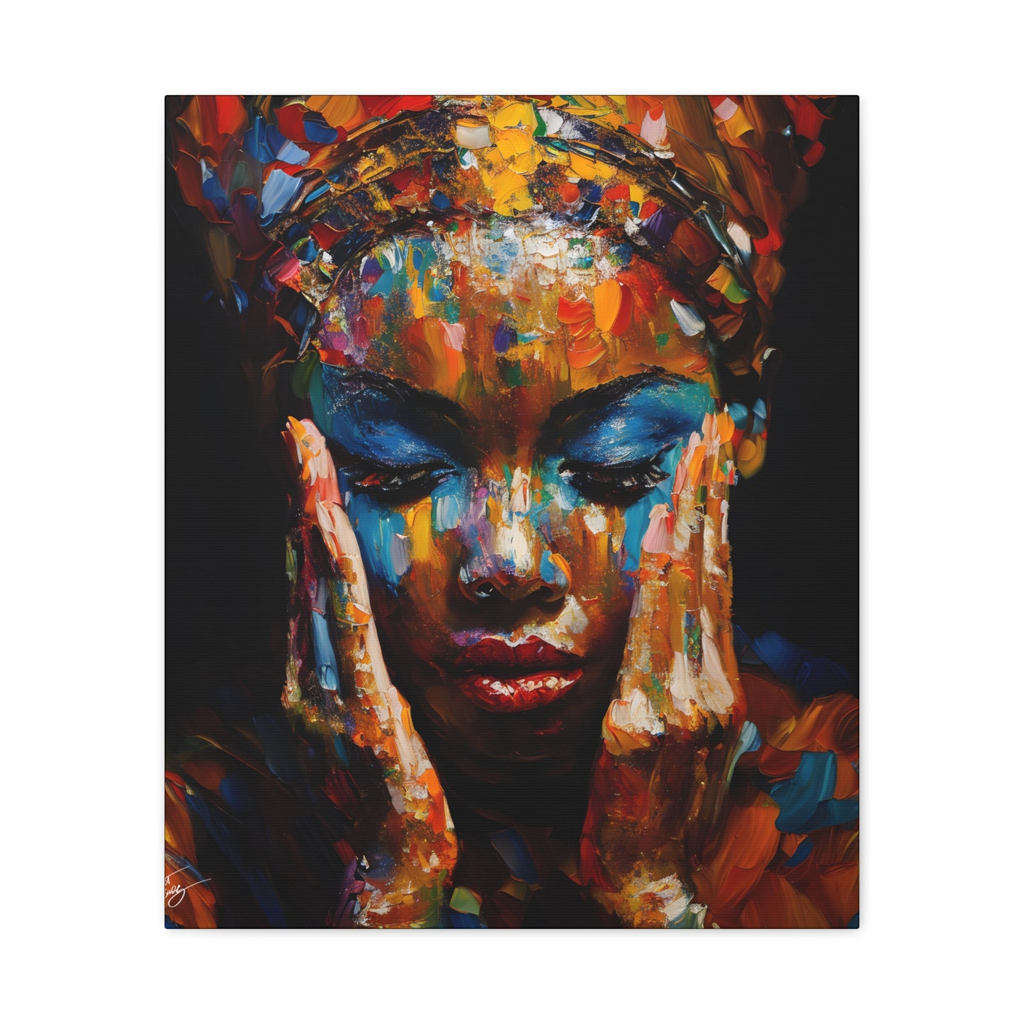 Heavy Is The Head That Wears The Crown Afrocentric Black Woman Abstract Art Canvas Wall Print