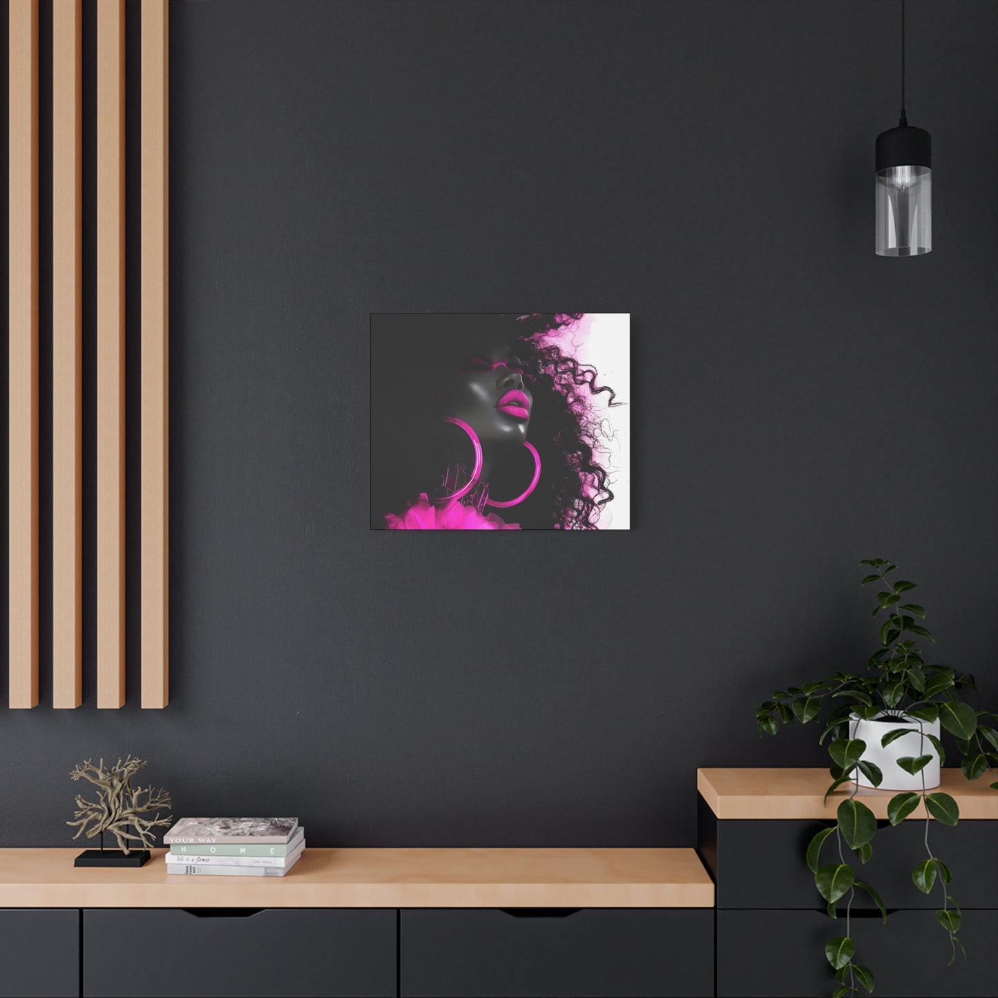 This Pink Is A Mood Afrocentric Black Woman Art Canvas Wall Print