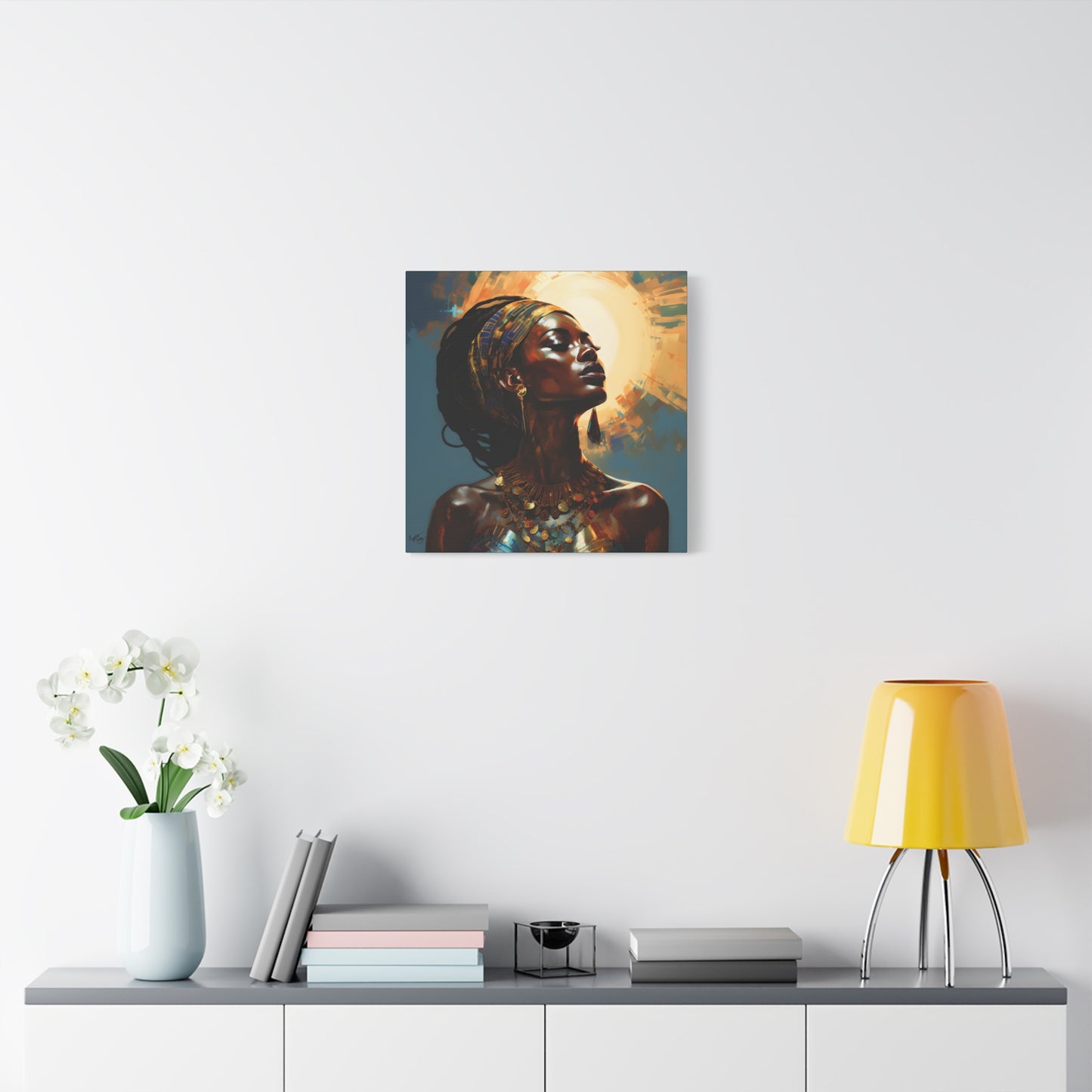 Worship The Sun Afrocentric Black Woman Art Canvas Wall Print