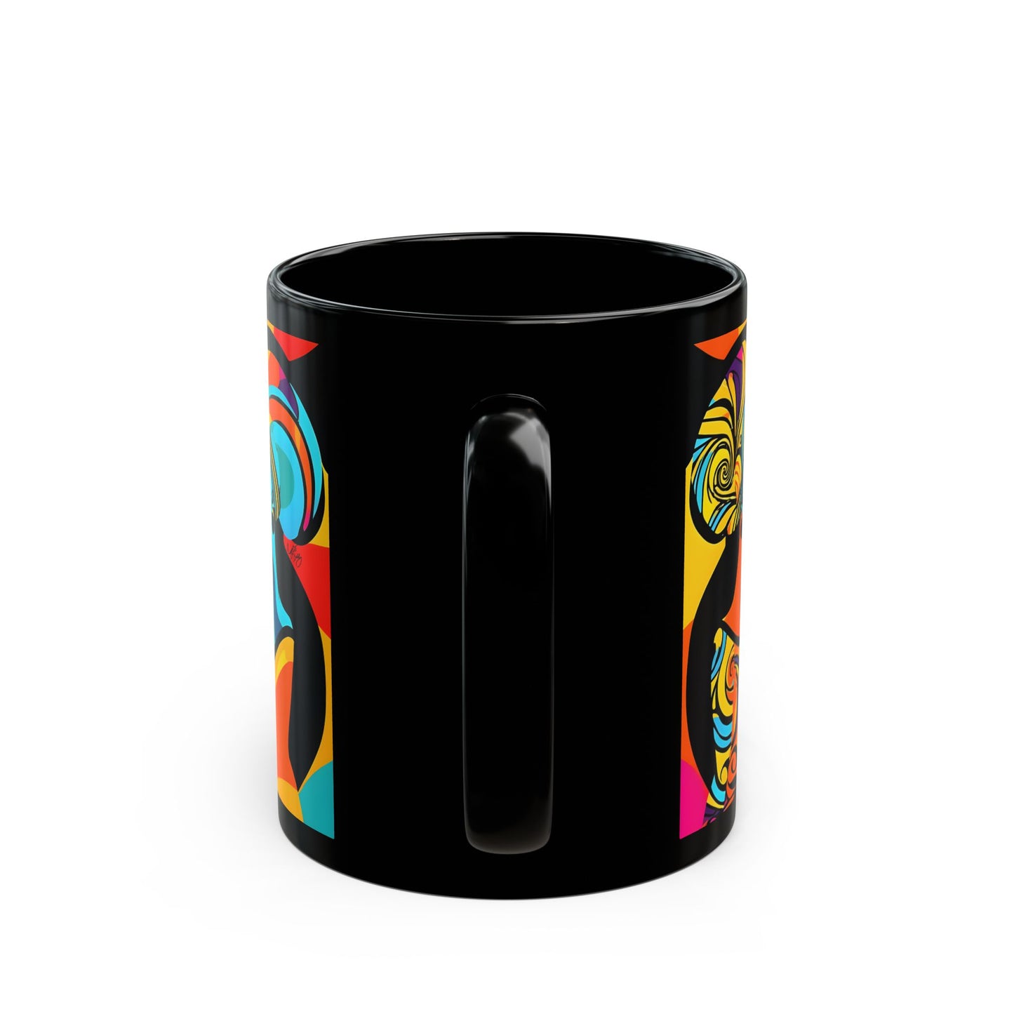 Girlfriends In Swirling Abstract Afrocentric Black Woman Abstract Art Black Coffee Mug