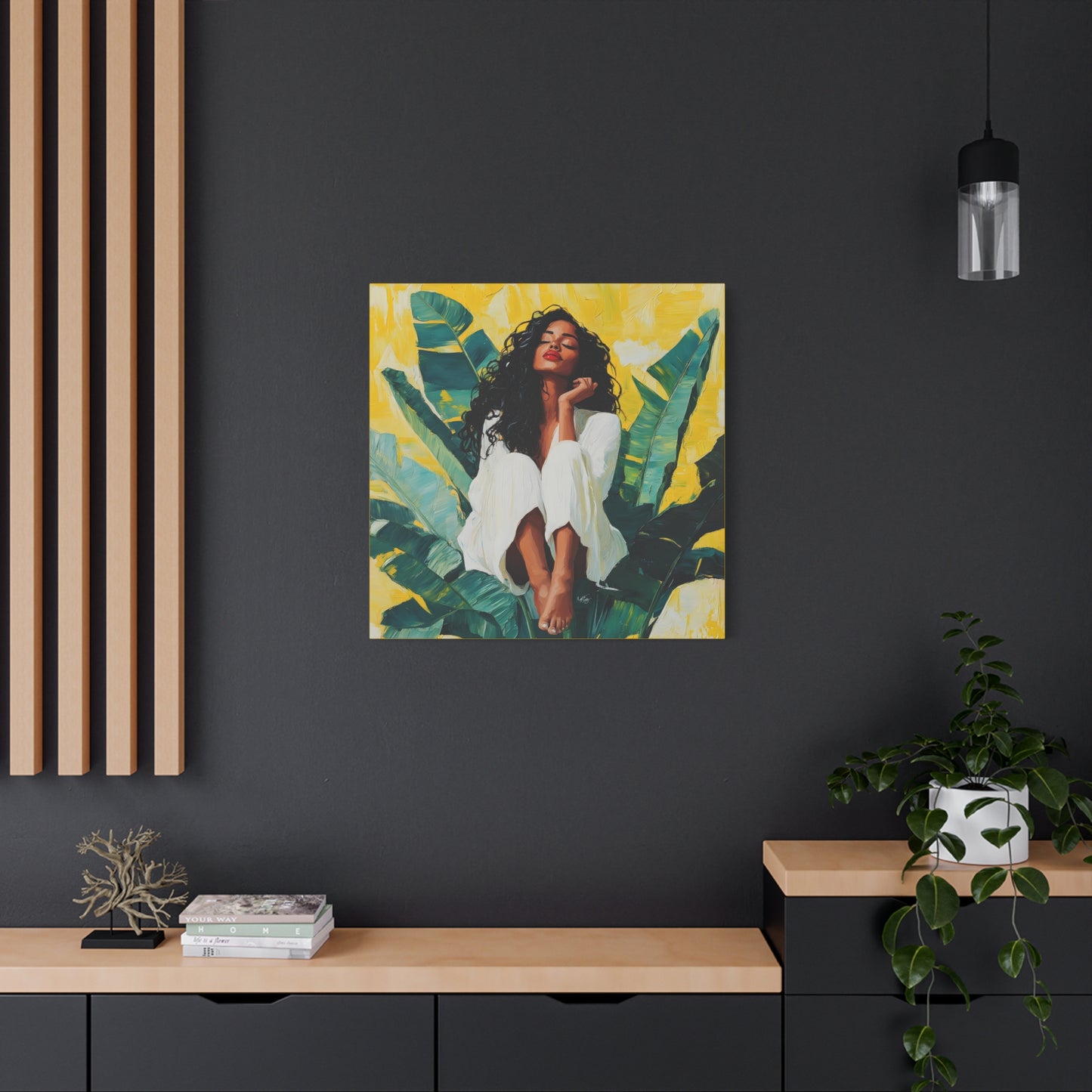 It's A Beautiful Day Afrocentric Black Woman Abstract Art Canvas Wall Print