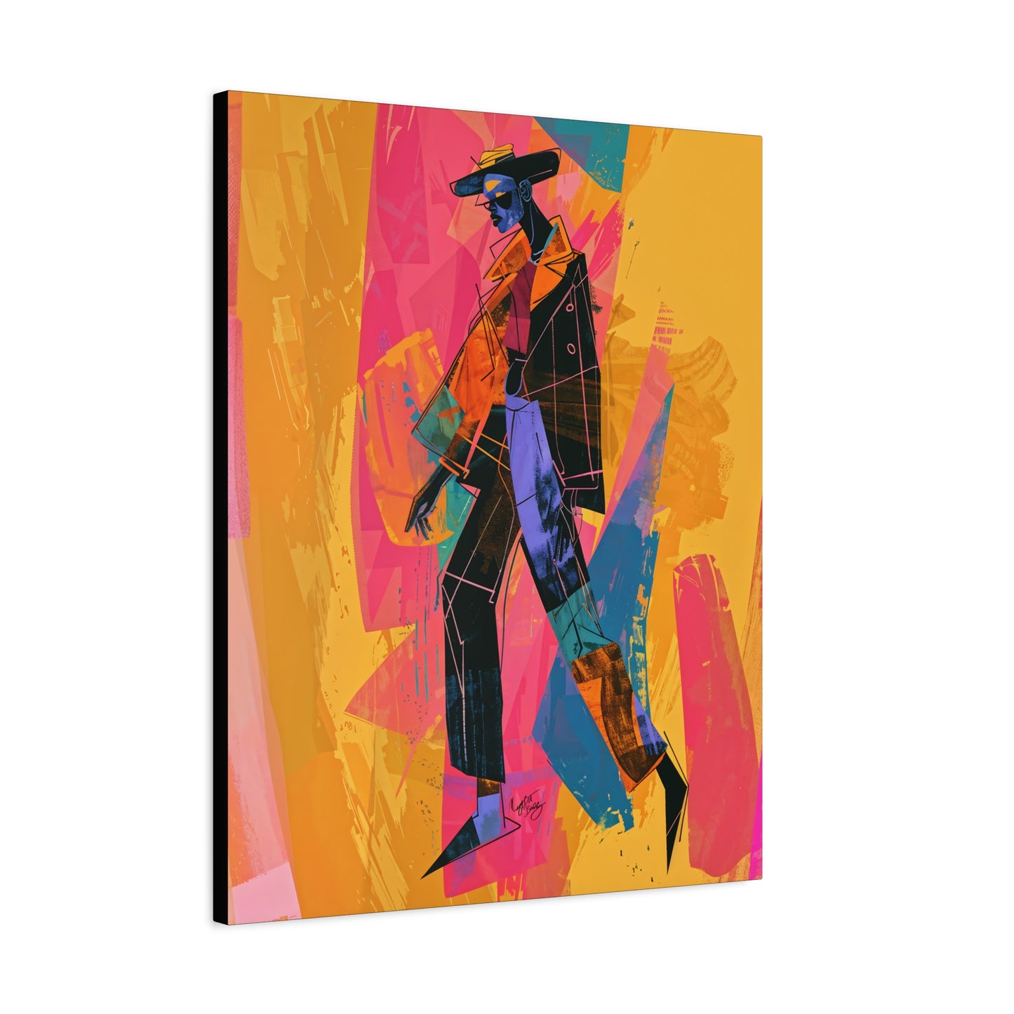 So Cool Afrocentric Black Man Abstract Art Canvas Wall Print