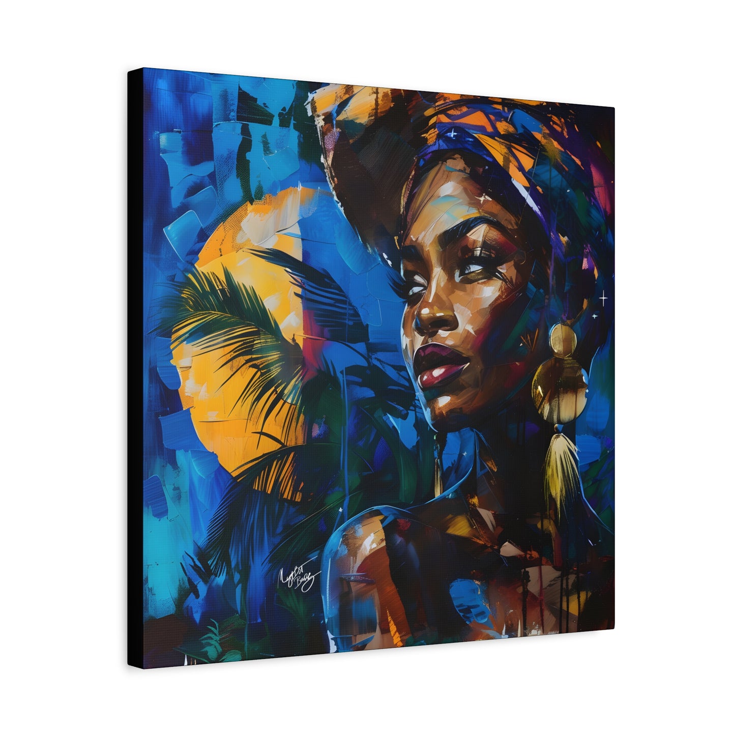 Vacation Vibes Afrocentric Black Woman Abstract Art Canvas Wall Print