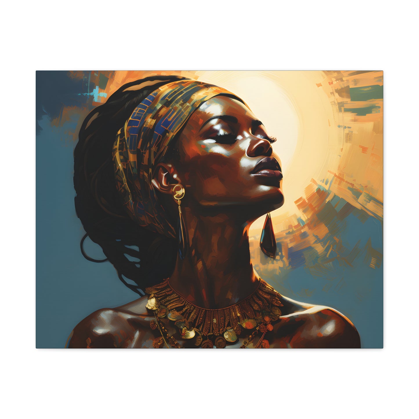 Worship The Sun Afrocentric Black Woman Art Canvas Wall Print