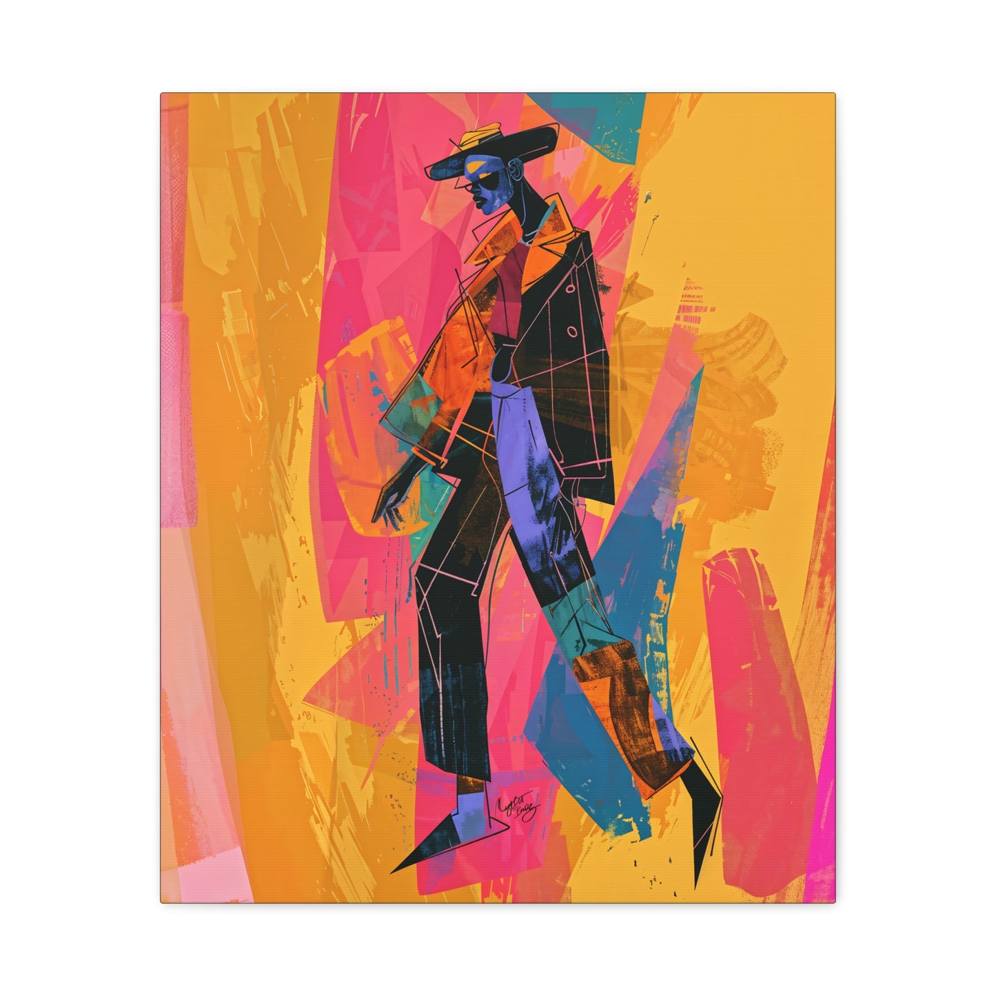 So Cool Afrocentric Black Man Abstract Art Canvas Wall Print