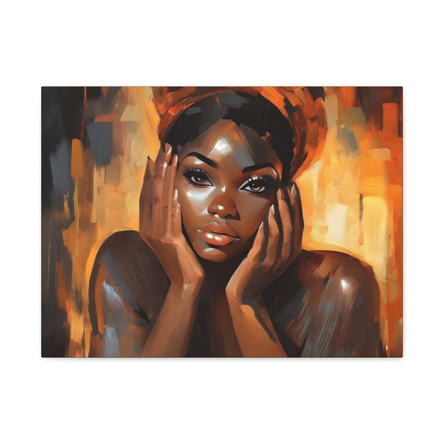 Hello Afrocentric Black Woman Art Canvas Wall Print