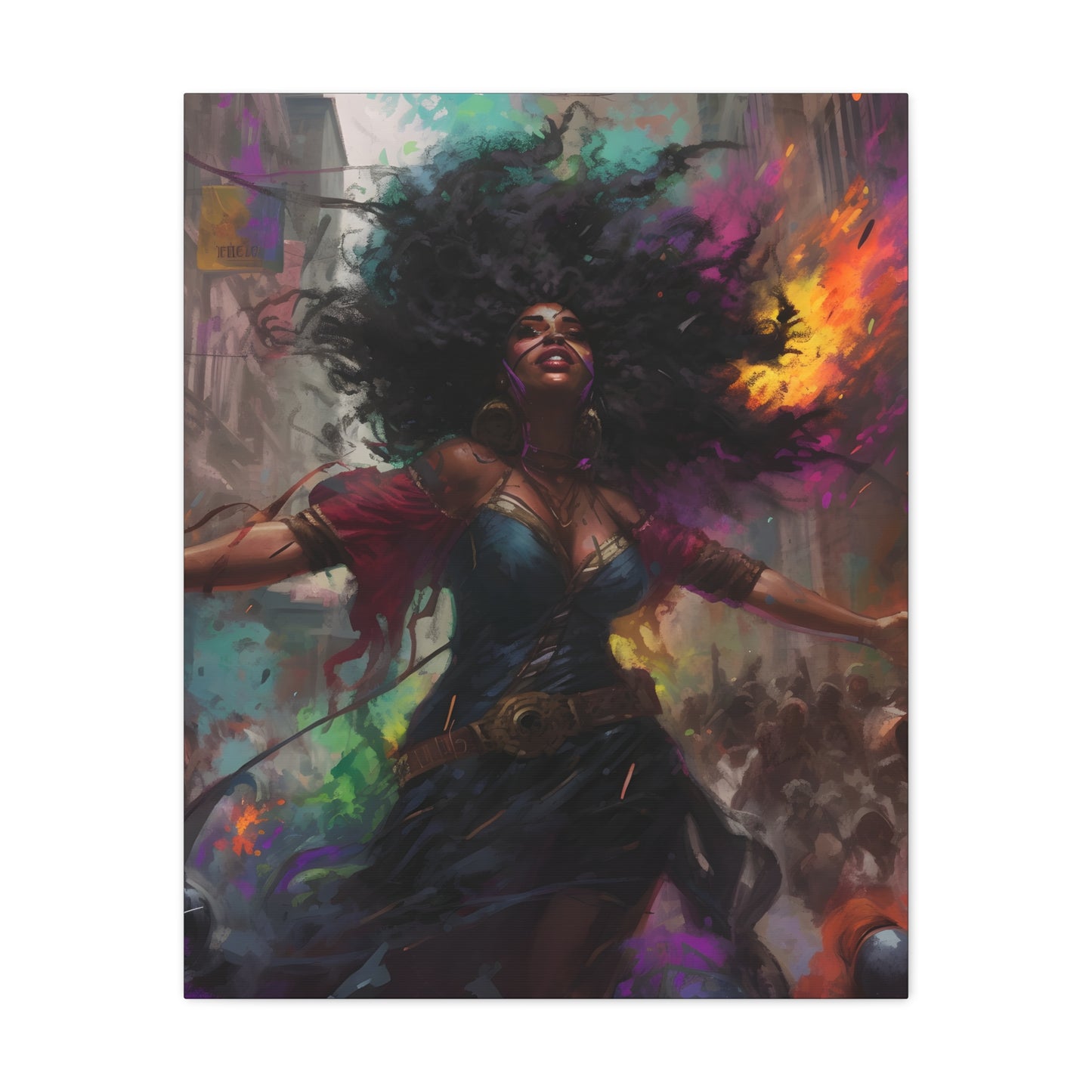 Flee To Freedom Afrocentric Abstract Black Woman Fantasy Alternative History Art Canvas Wall Print