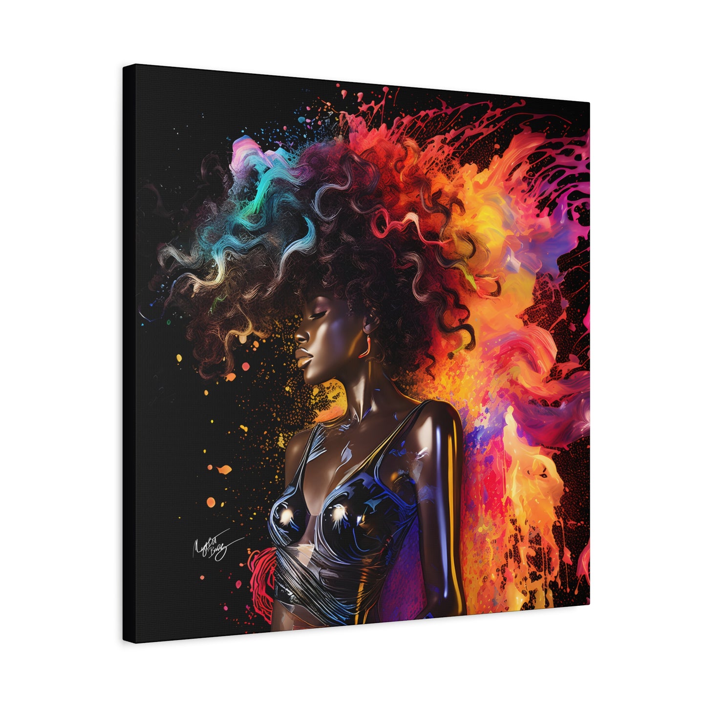 Colors Of The Universe Afrocentric Black Woman Abstract Fantasy Art Canvas Wall Print