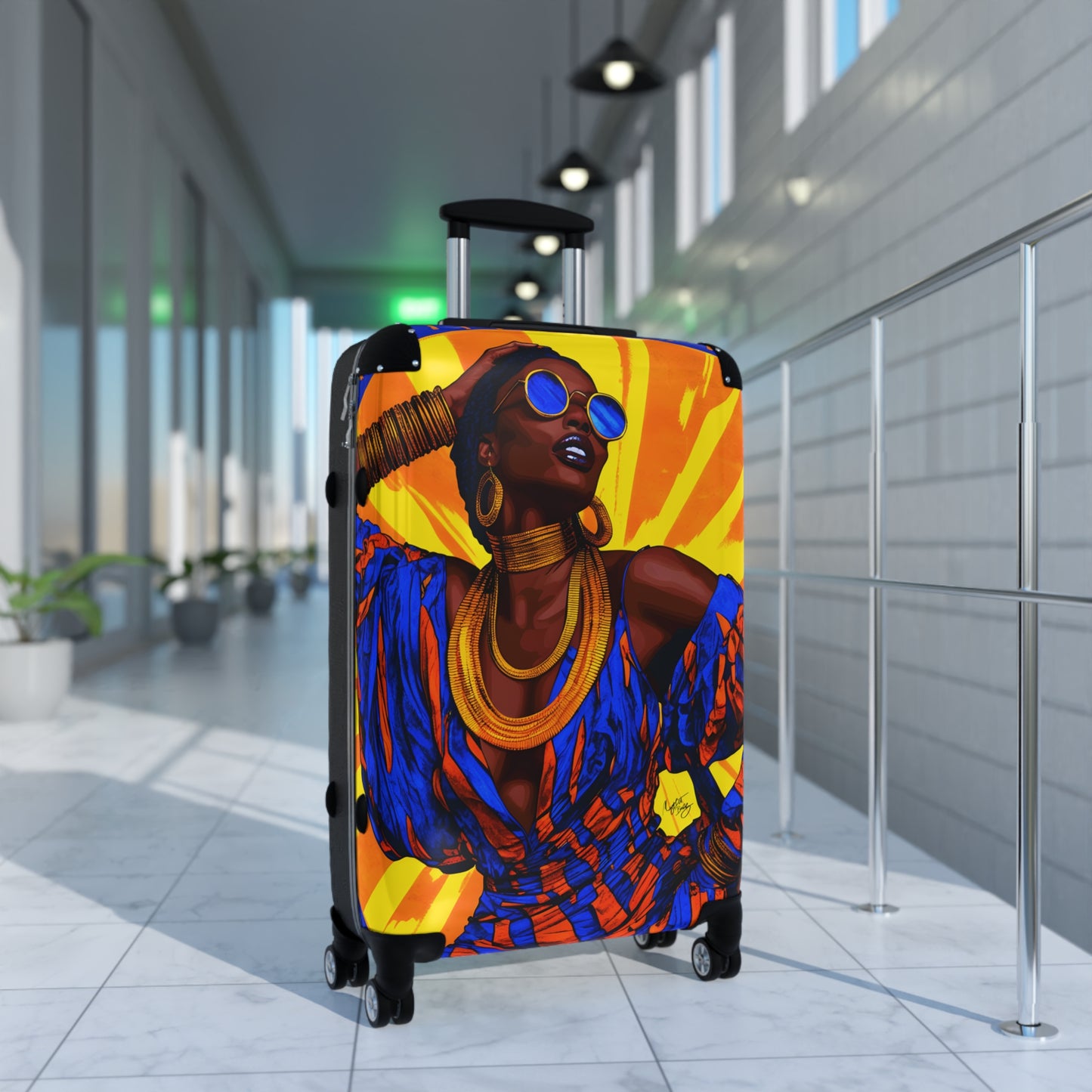 Vacation Vibing Black Woman Art Hardshell Hardside Lockable Spinner Suitcase Luggage