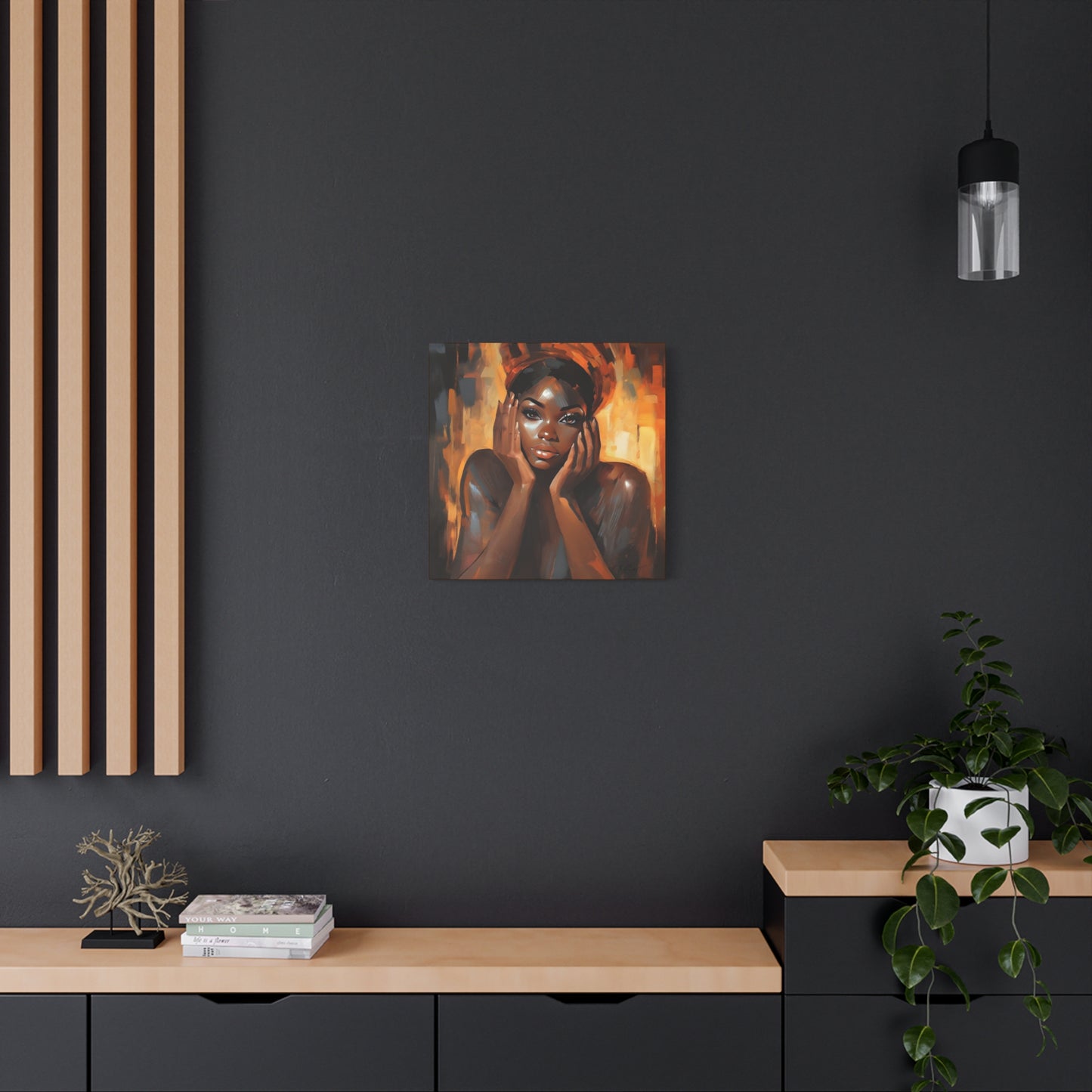 Hello Afrocentric Black Woman Art Canvas Wall Print