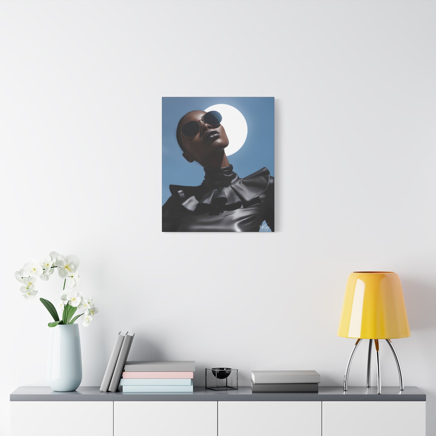 Moonstruck Afrocentric Black Woman Abstract Art Canvas Wall Print