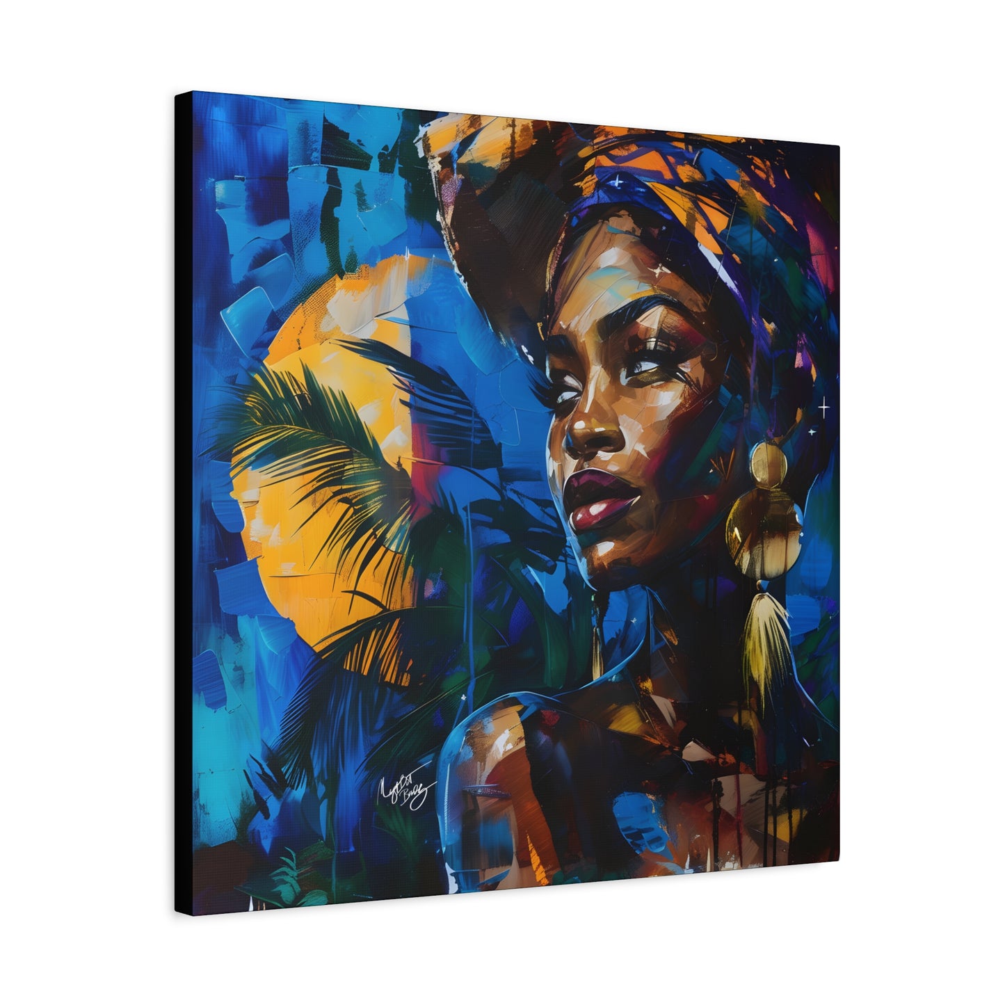 Vacation Vibes Afrocentric Black Woman Abstract Art Canvas Wall Print