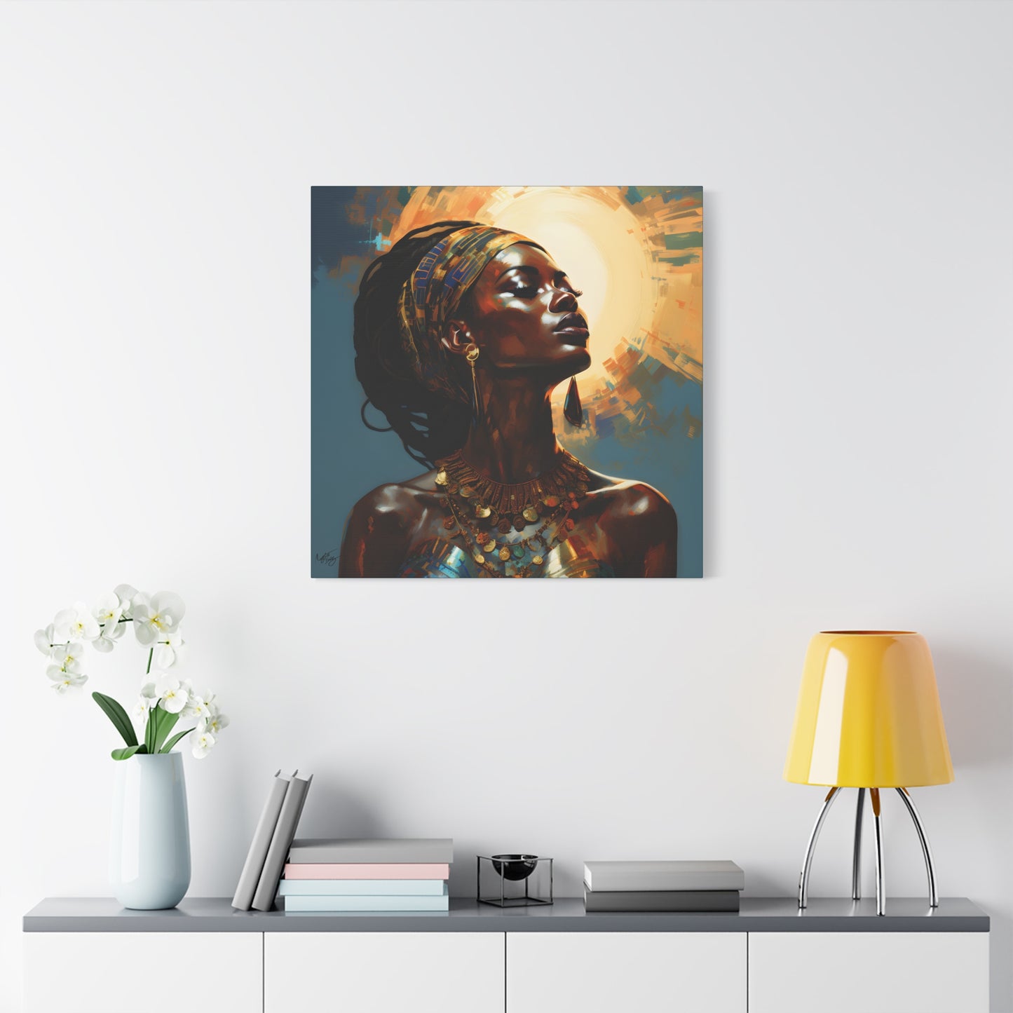 Worship The Sun Afrocentric Black Woman Art Canvas Wall Print