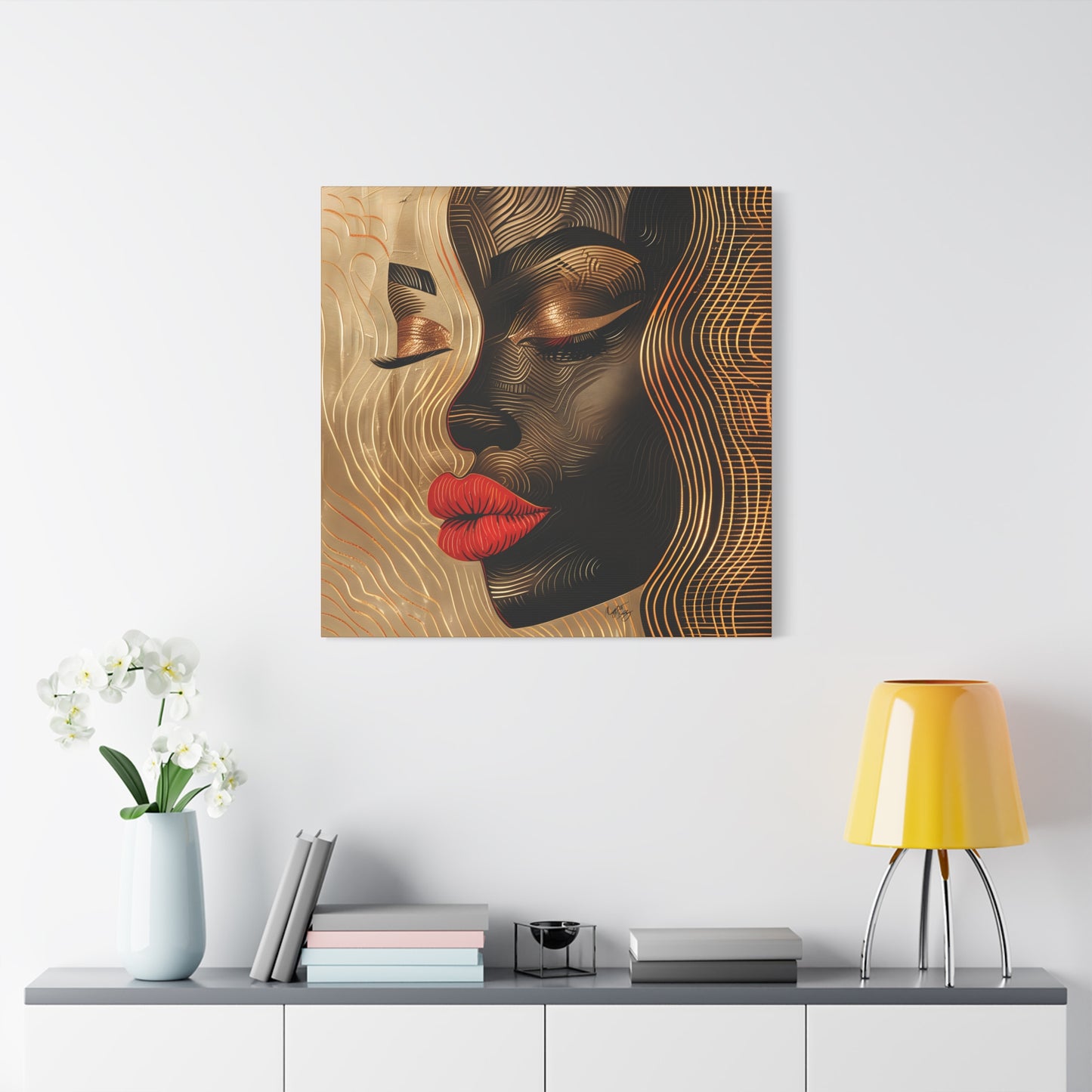 Enswirled Afrocentric Black Woman Abstract Art Canvas Wall Print
