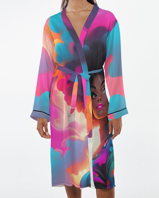 Glorious In Color Black Woman Satin Robe - Xtreme Shopper