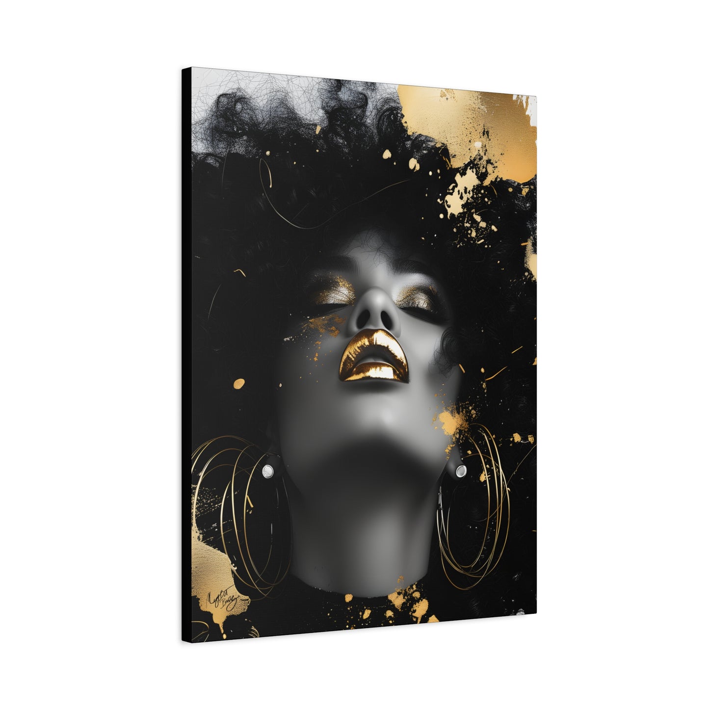 Gold Is My Passion Afrocentric Black Woman Abstract Art Canvas Wall Print
