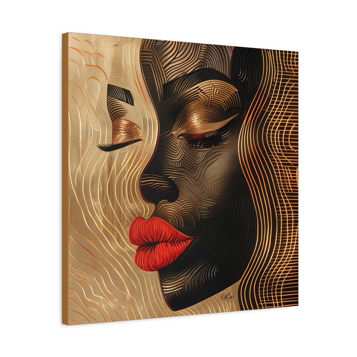 Enswirled Afrocentric Black Woman Abstract Art Canvas Wall Print