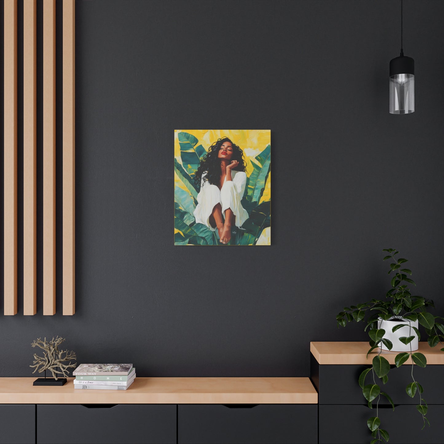 It's A Beautiful Day Afrocentric Black Woman Abstract Art Canvas Wall Print