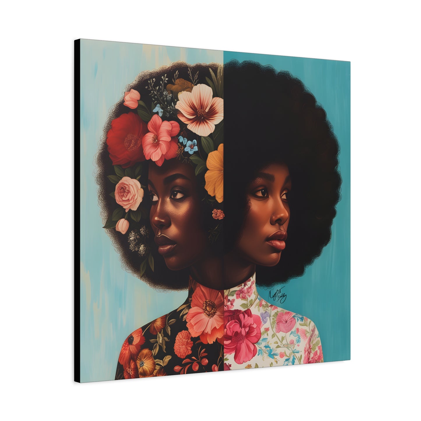 Duality Afrocentric Black Woman Art Canvas Wall Print