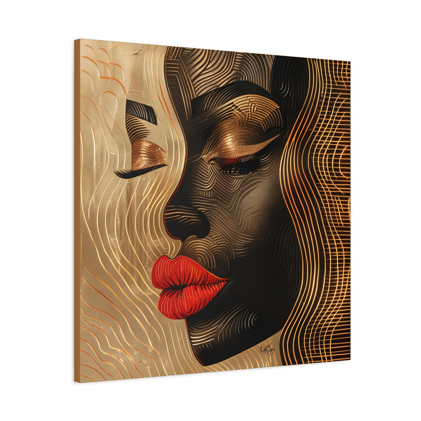Enswirled Afrocentric Black Woman Abstract Art Canvas Wall Print