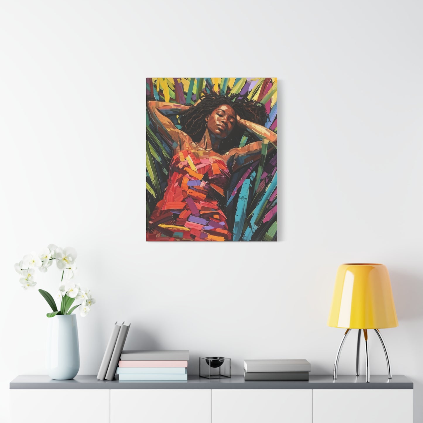 Be At Peace Black Woman Abstract Art Canvas Wall Print