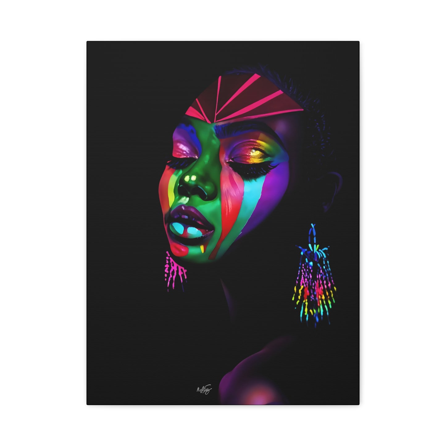 Original Makeup Black Woman Art Canvas Wall Print