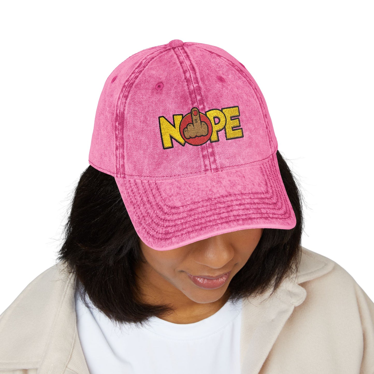 Nope Not Today Statement Vintage Distressed Embroidered Hat