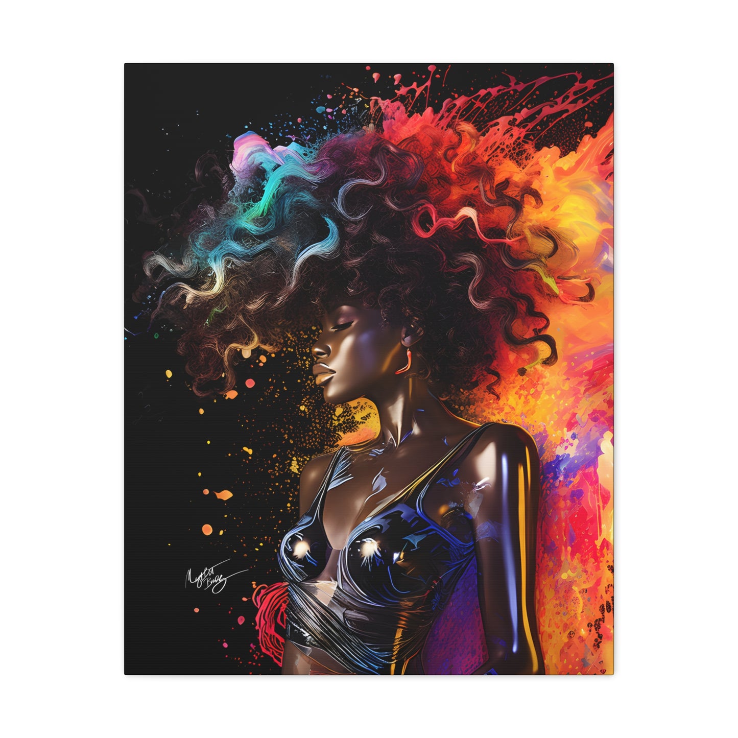 Colors Of The Universe Afrocentric Black Woman Abstract Fantasy Art Canvas Wall Print