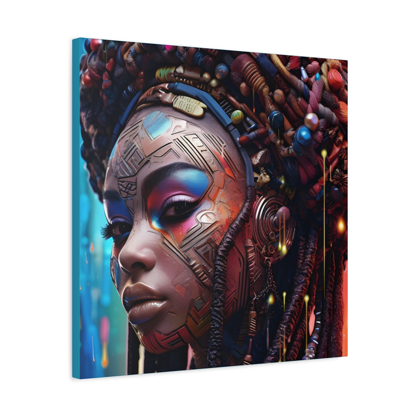 Princess Of The Past and Future Afrocentric Afrofuturism Abstract Black Artwork Canvas Wall Print