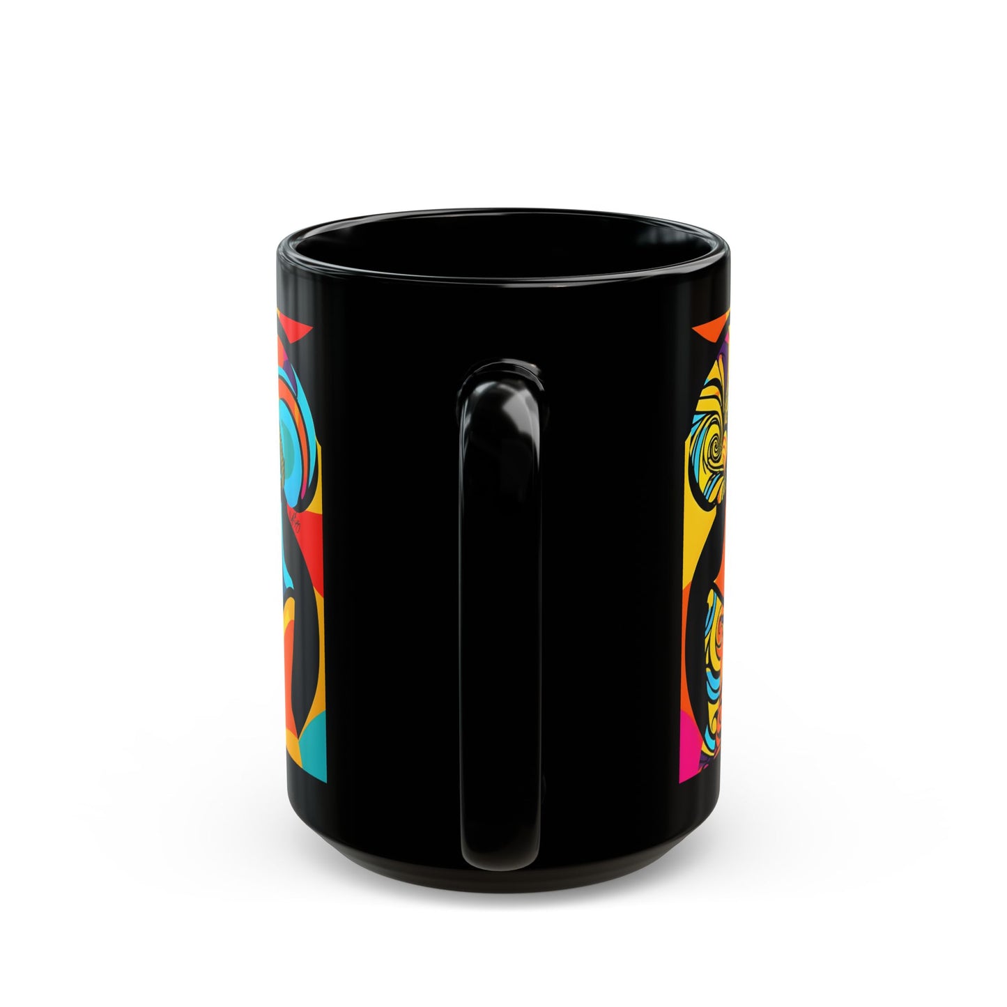 Girlfriends In Swirling Abstract Afrocentric Black Woman Abstract Art Black Coffee Mug