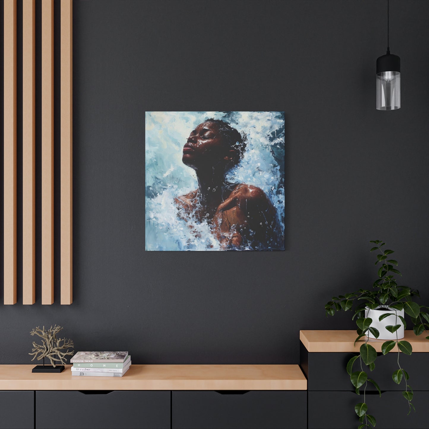 Refreshed Afrocentric Black Woman Art Canvas Wall Print