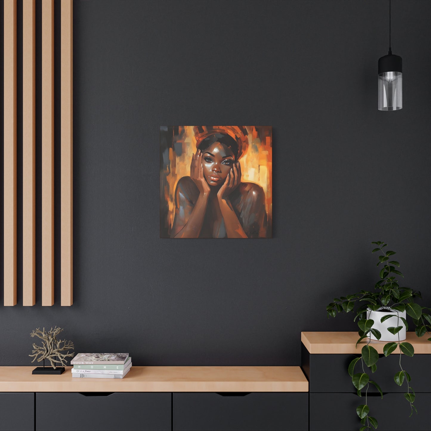 Hello Afrocentric Black Woman Art Canvas Wall Print