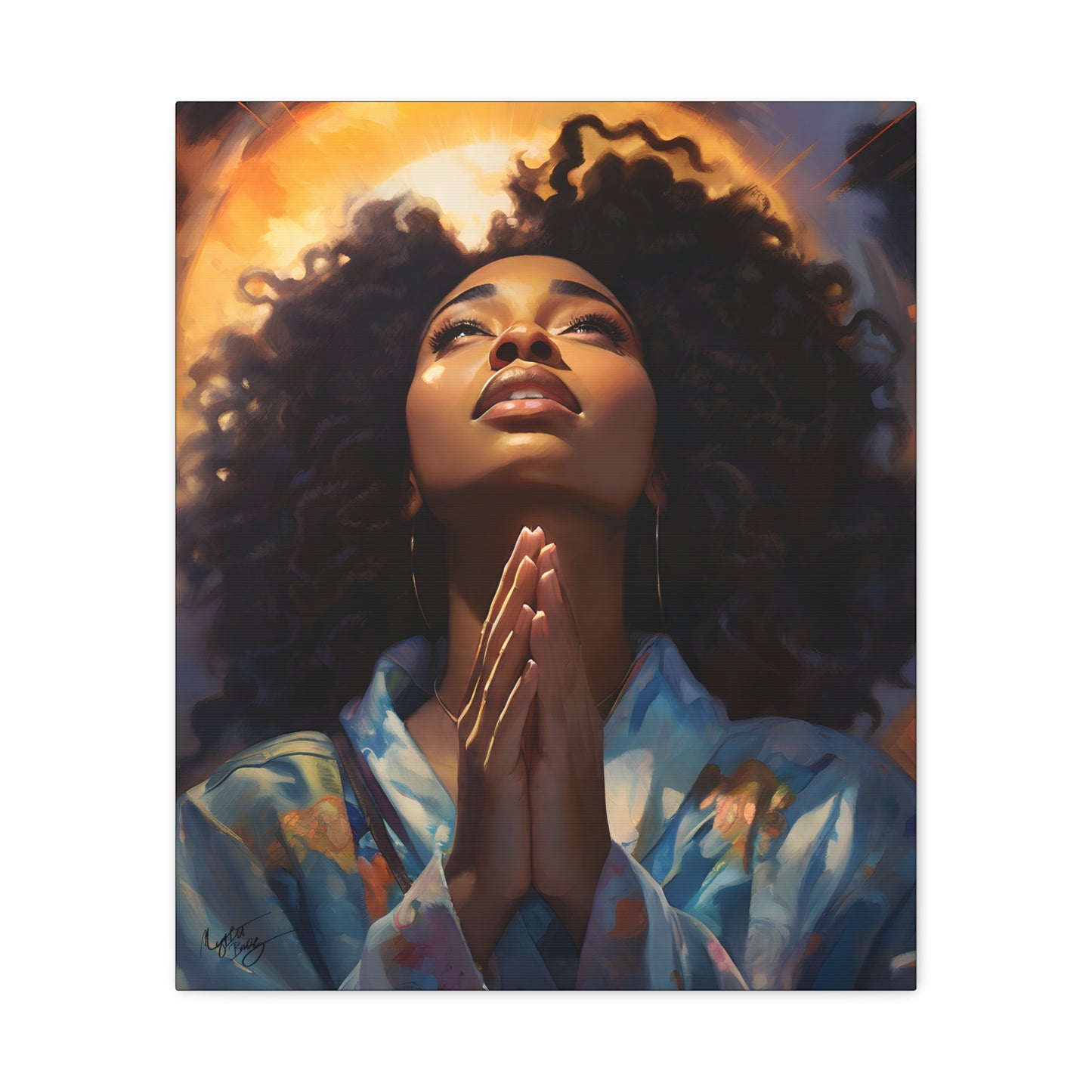 Please Deliver Me Peace The Moment Afrocentric Black Woman Spiritual Art Canvas Wall Print