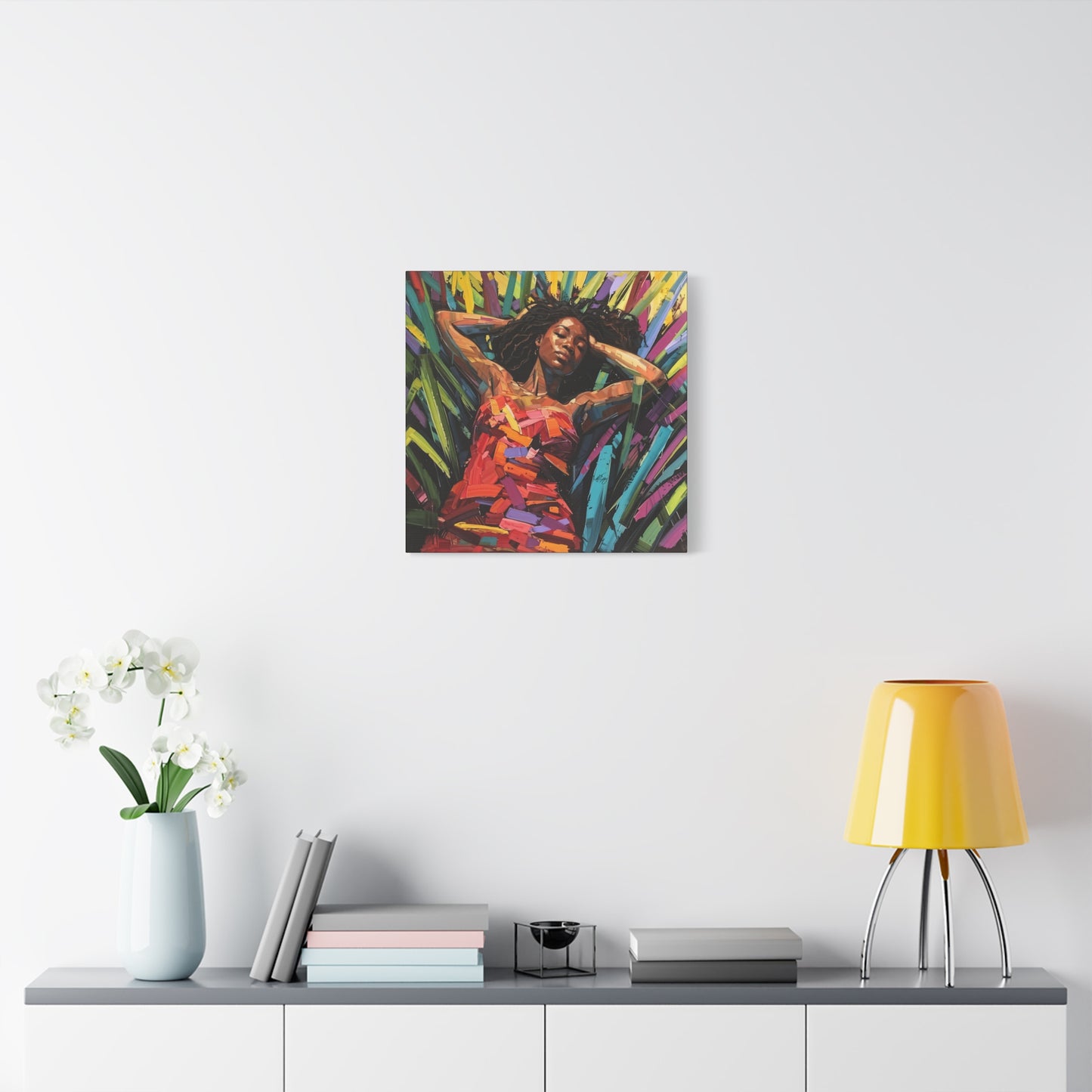 Be At Peace Black Woman Abstract Art Canvas Wall Print