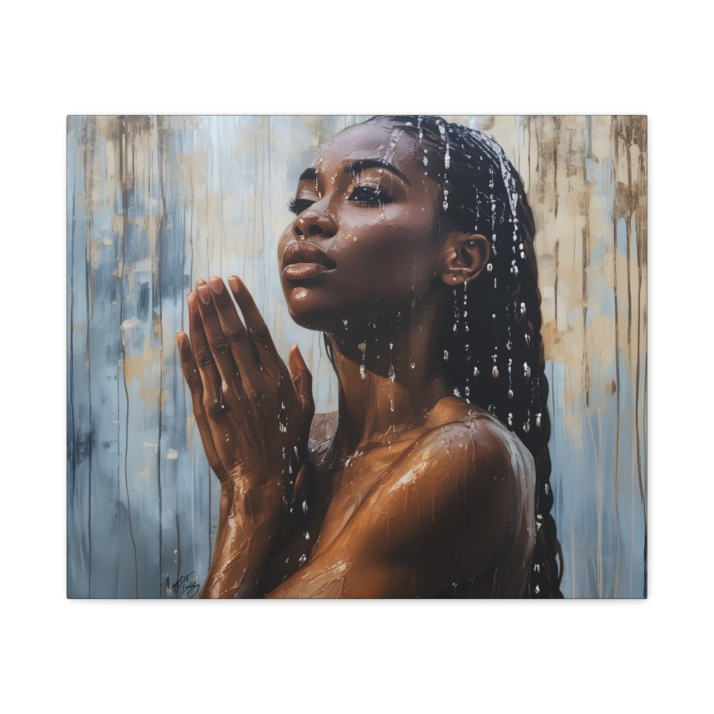 Naturally Peaceful Afrocentric Black Woman Art Canvas Wall Print