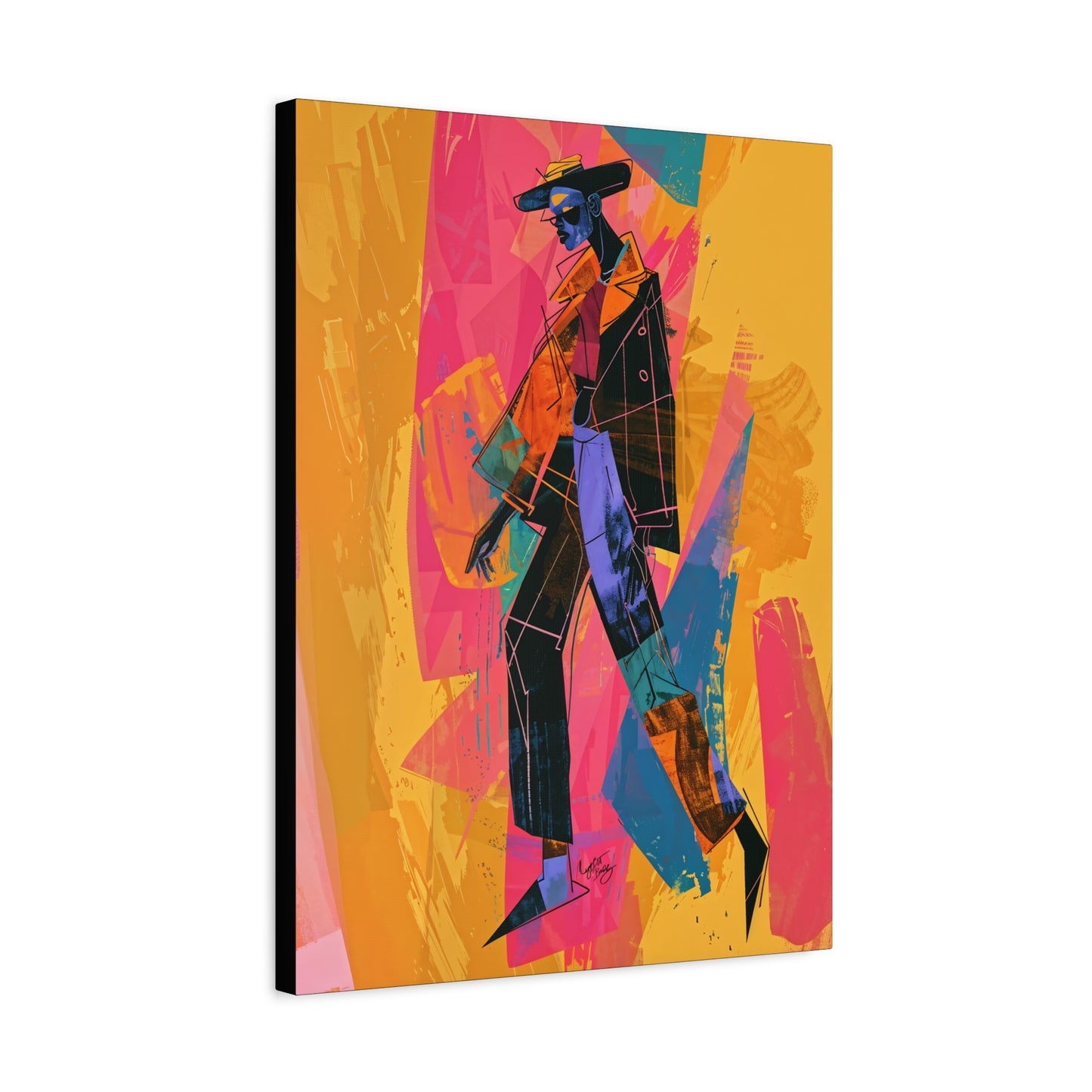 So Cool Afrocentric Black Man Abstract Art Canvas Wall Print