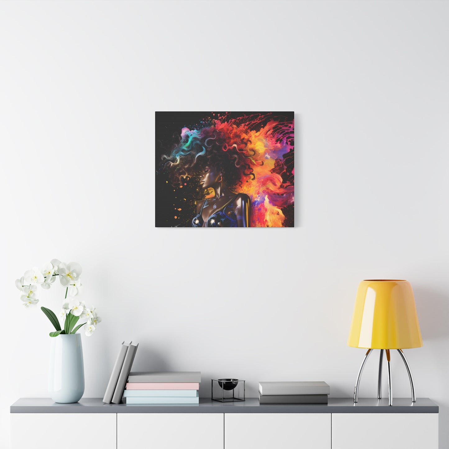 Colors Of The Universe Afrocentric Black Woman Abstract Fantasy Art Canvas Wall Print