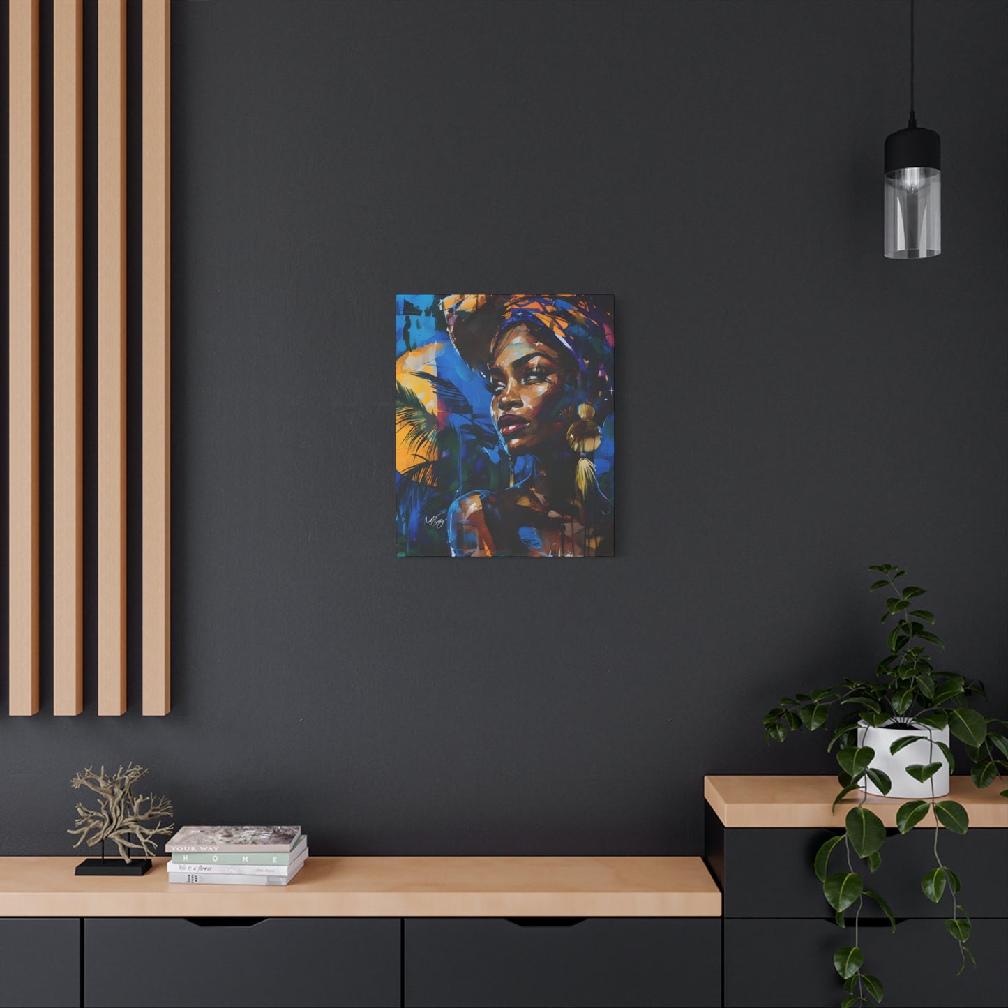Vacation Vibes Afrocentric Black Woman Abstract Art Canvas Wall Print