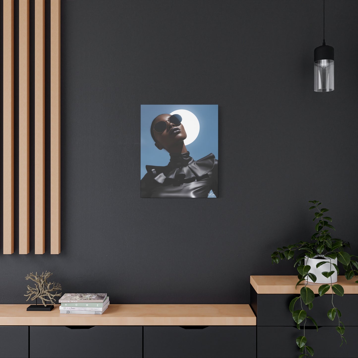 Moonstruck Afrocentric Black Woman Abstract Art Canvas Wall Print