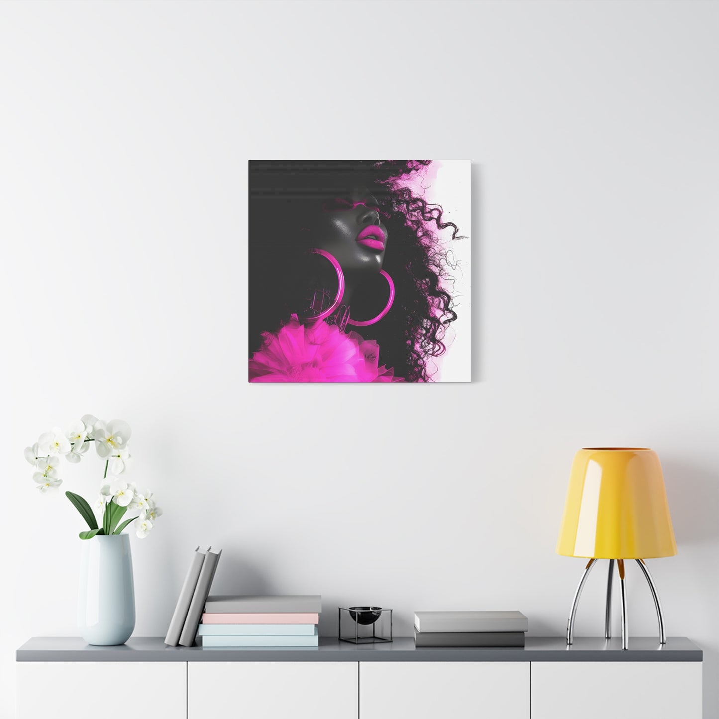 This Pink Is A Mood Afrocentric Black Woman Art Canvas Wall Print