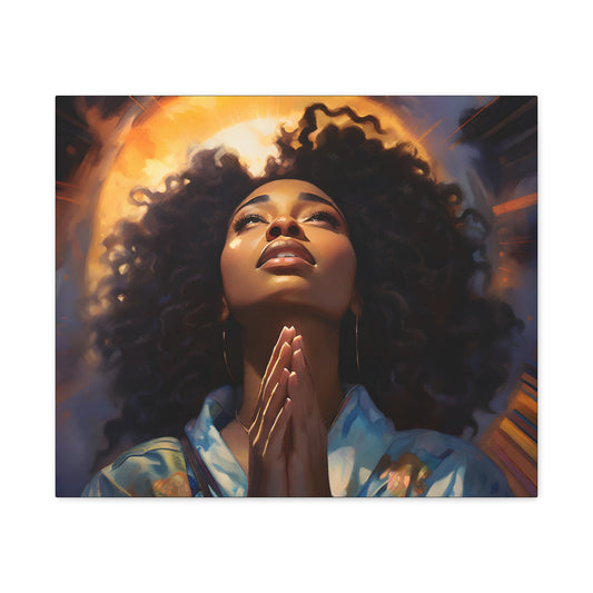 Please Deliver Me Peace The Moment Afrocentric Black Woman Spiritual Art Canvas Wall Print - Xtreme Shopper