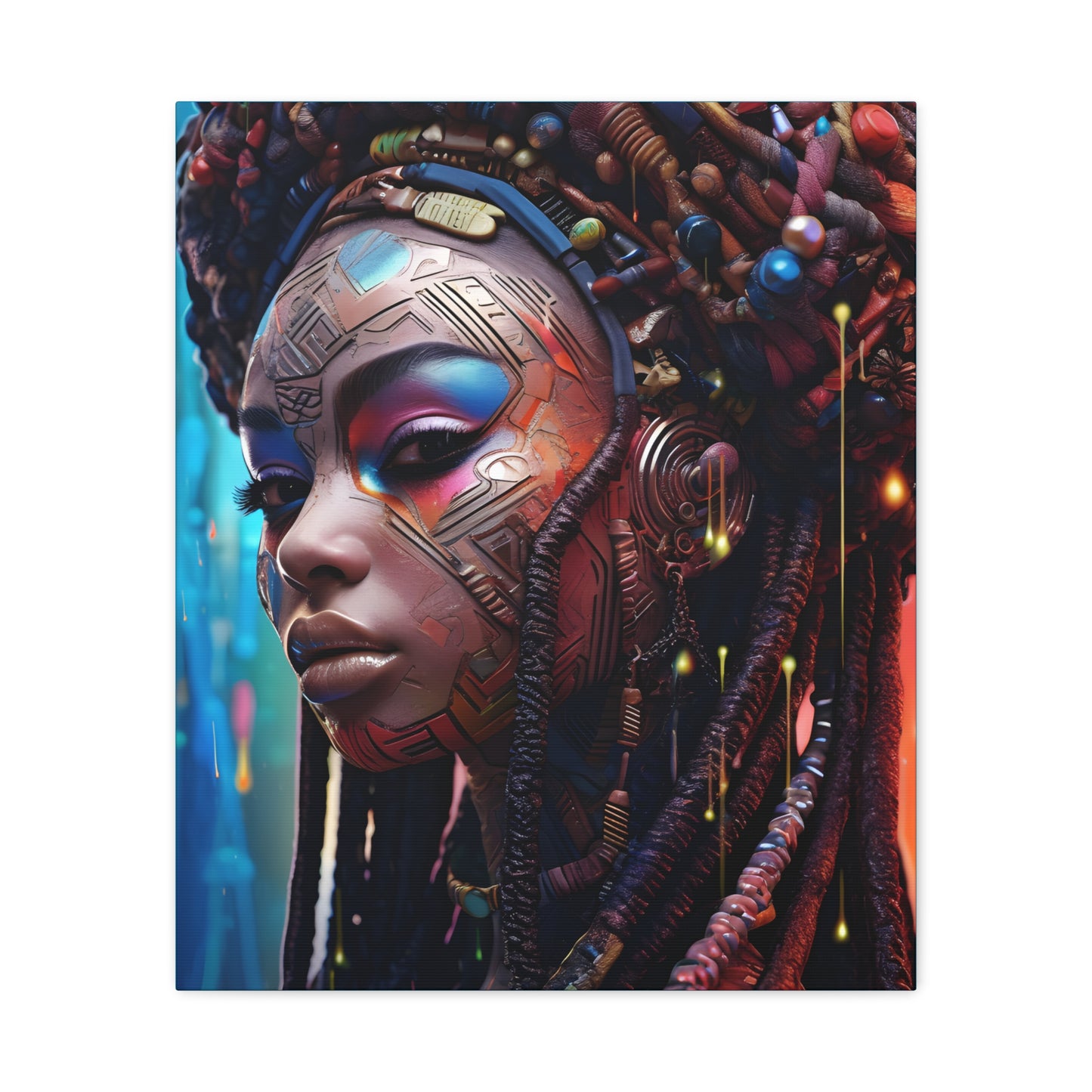Princess Of The Past and Future Afrocentric Afrofuturism Abstract Black Artwork Canvas Wall Print