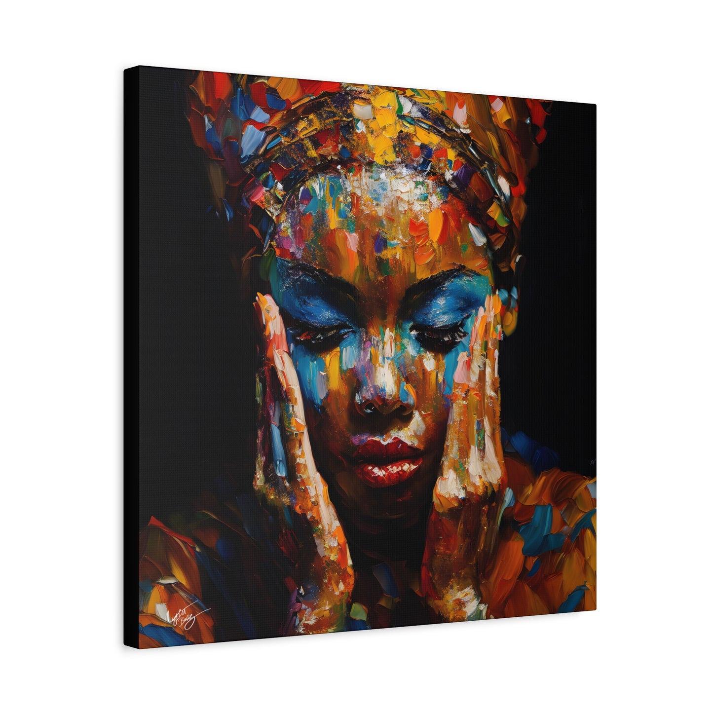 Heavy Is The Head That Wears The Crown Afrocentric Black Woman Abstract Art Canvas Wall Print