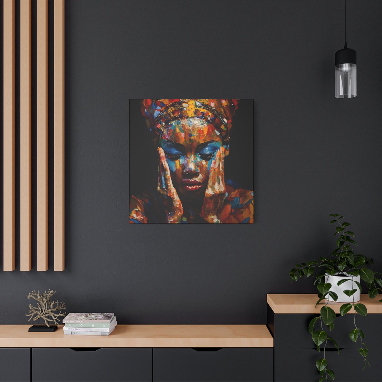 Heavy Is The Head That Wears The Crown Afrocentric Black Woman Abstract Art Canvas Wall Print