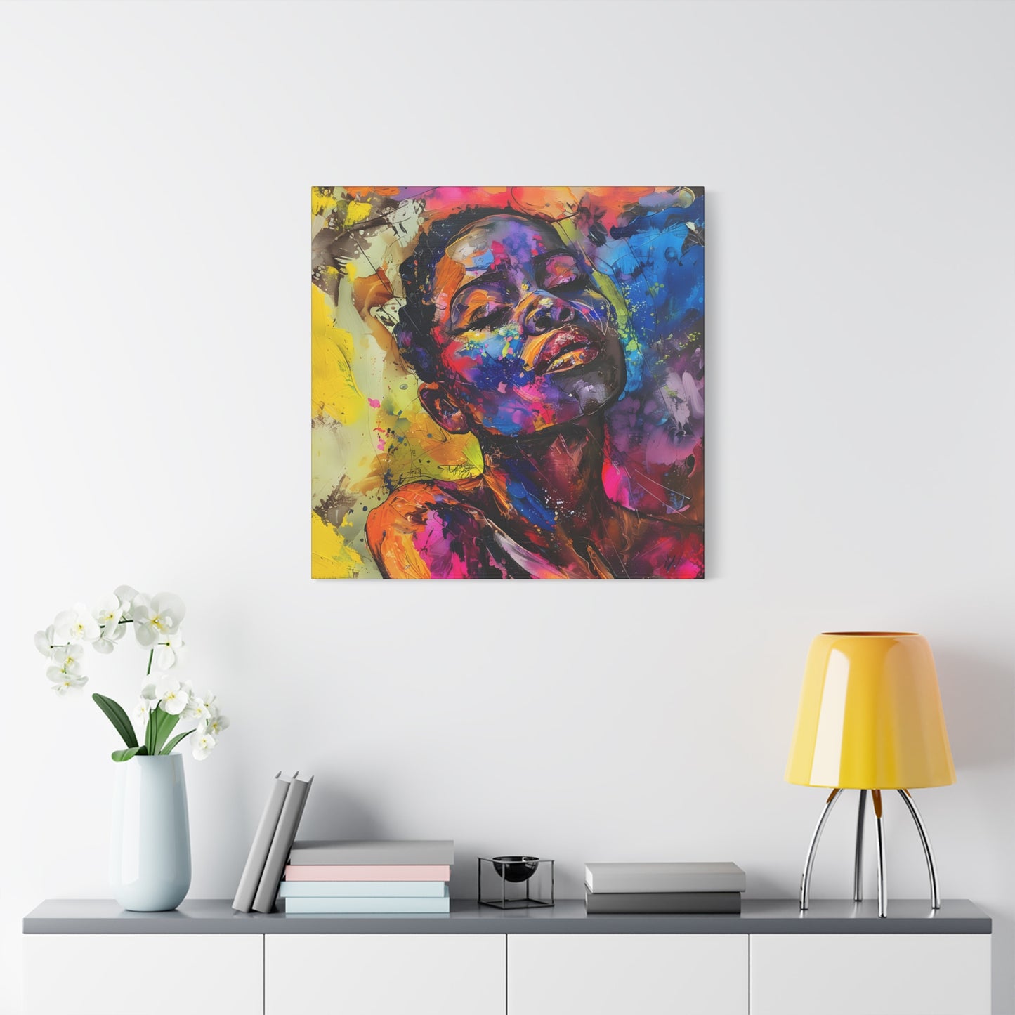 Beautiful and At Peace Afrocentric Black Woman Art Canvas